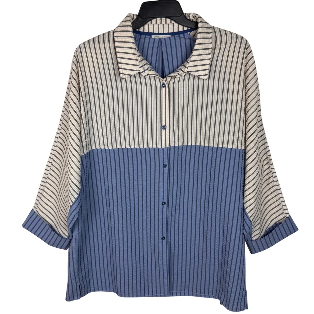 Intimately‎ Free People Room Service Seersucker Oversized Shirt XL Lounge Top